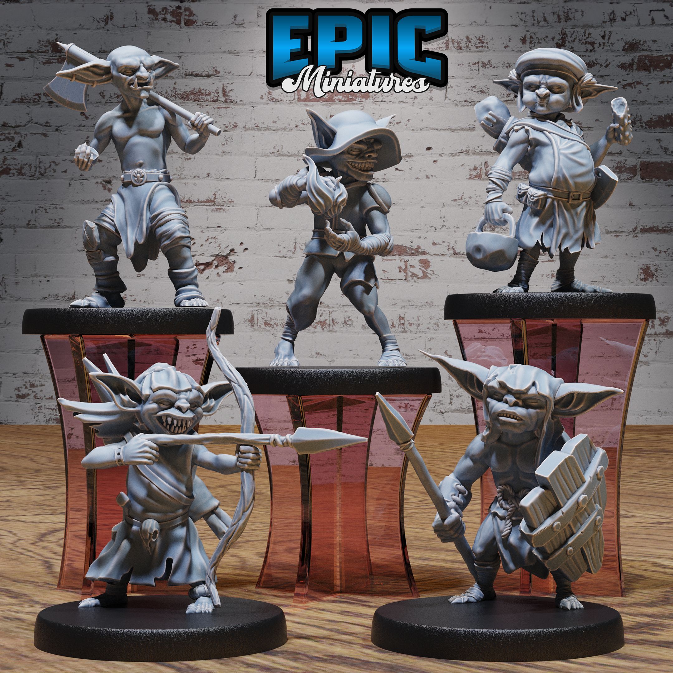 Goblin Tribe Set B / Goblinoid Creature / Evil Ogre Warrior / Green Skin Army Soldier / Siege Servan / Forest Fighter / Woodland Encounter